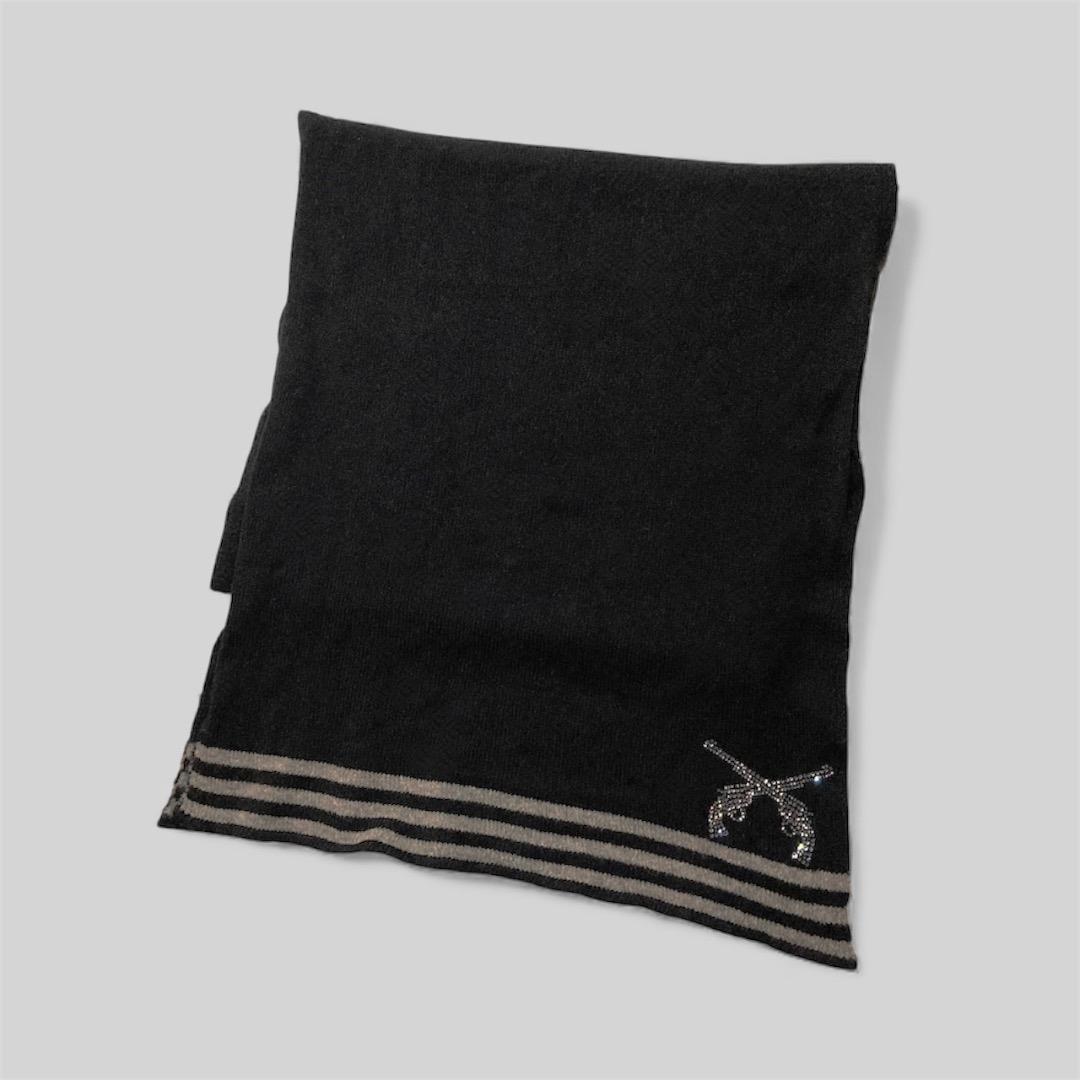 小物 Y2K 00s Archive \"Roar\" Border Wool Stole