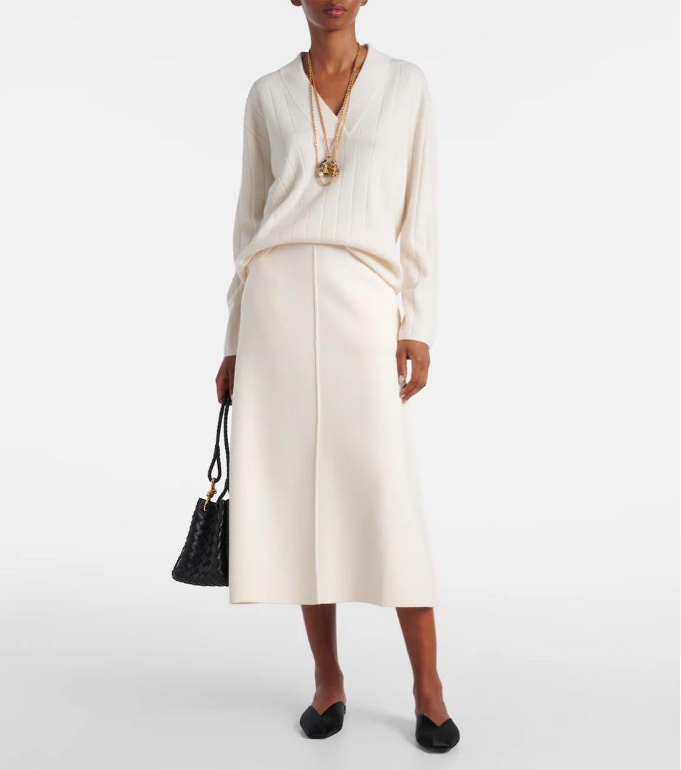 MAX MARA マックスマーラ 白タグ ウール ミディ フレア スカート