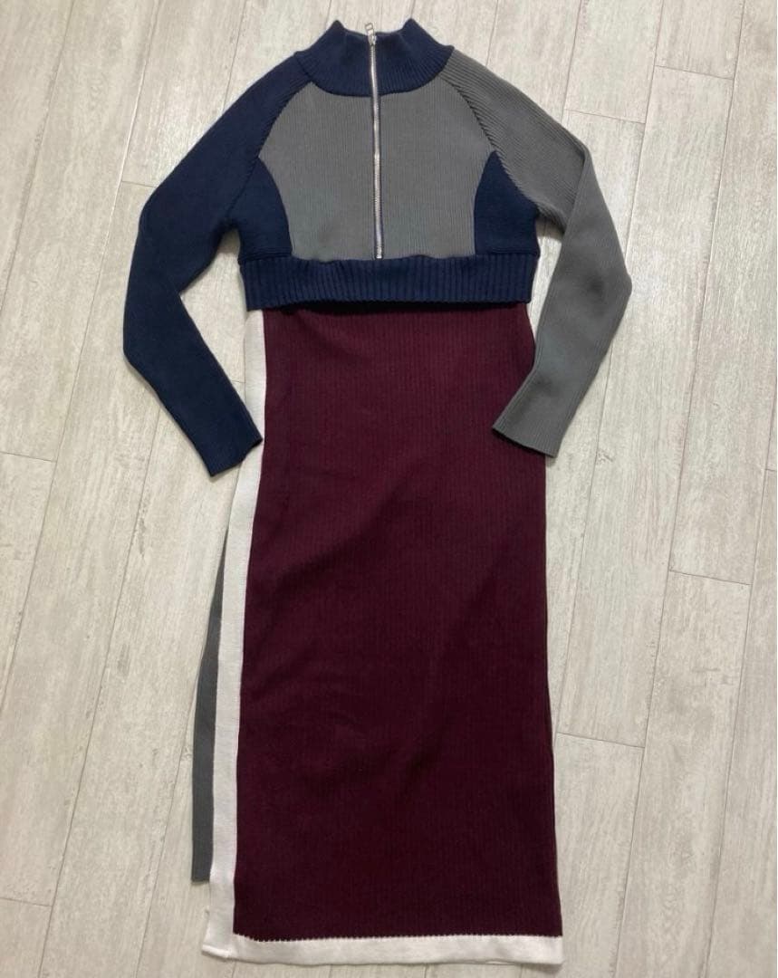 A+TOKYO ハーフジップカラーブロックニットワンピース - メルカリ