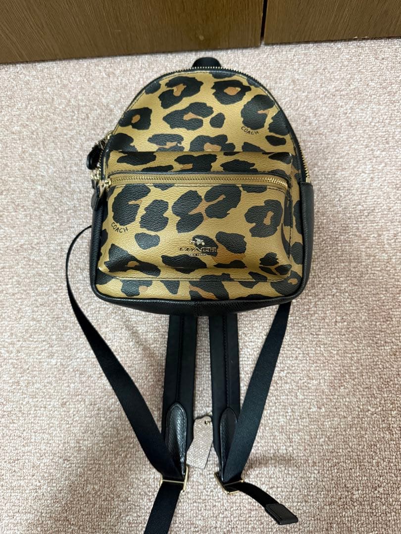 美品 COACH コーチ リュック ミニリュック ミニバッグ ヒョウ柄 - メルカリ