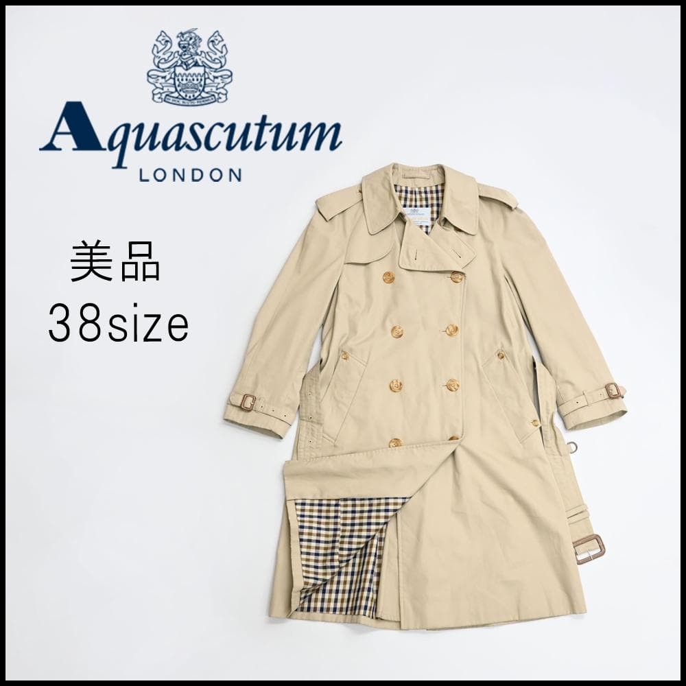 ■ □ 47531★年 アクアスキュータム Aqua5 トレンチコート メンズ Aquascutum (アクアスキュータム) 総裏チェック ウエストベルト ダブル
