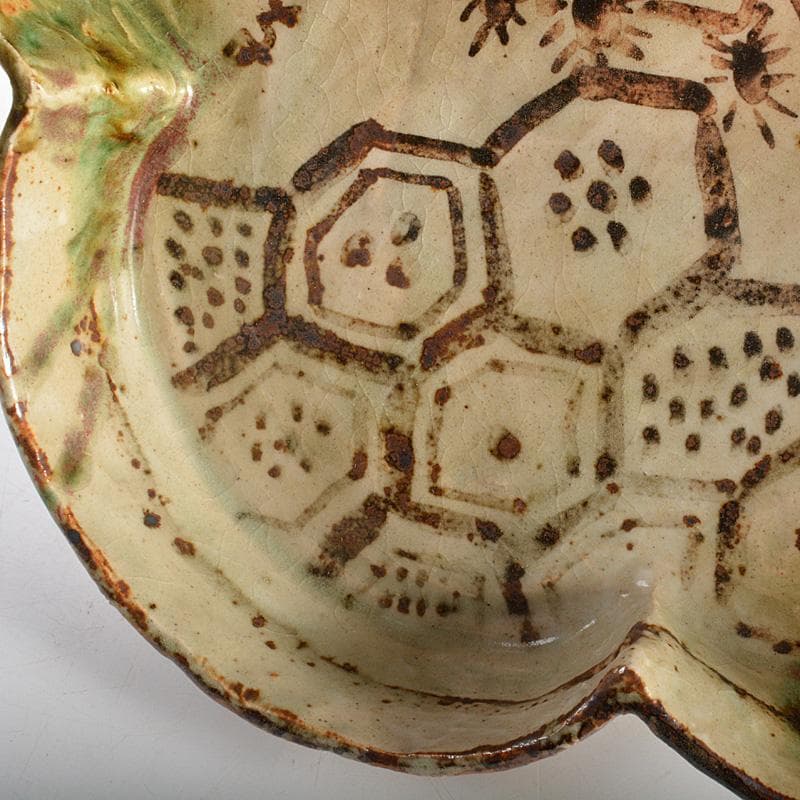 ばかぼん様専用 織部焼 江守奈比古造 木瓜の鉢 共箱