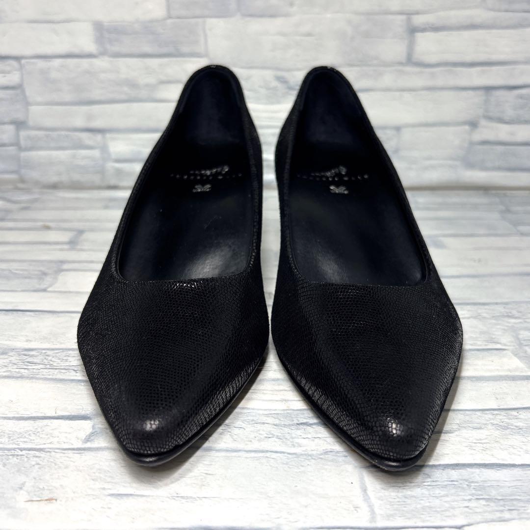 ✨美品✨ワコール サクセスウォーク パンプス リザード柄 ブラック 22.5cm