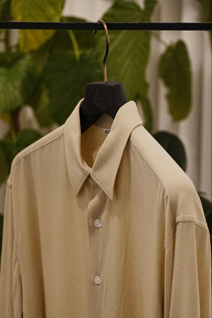 トップス 23SS AURALEE HARD TWIST WOOL SHIRT 3 Auralee Hard Twist Wool Dobby Shirt | Light Beige | Canoe Club