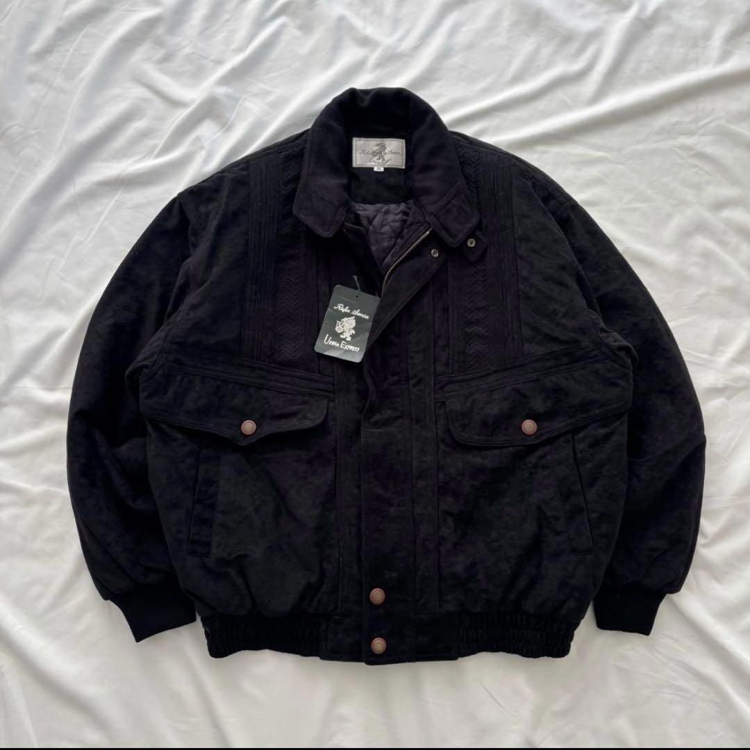 00's vintage スエード調ブルゾン ブラック 短丈 アメカジ シティー