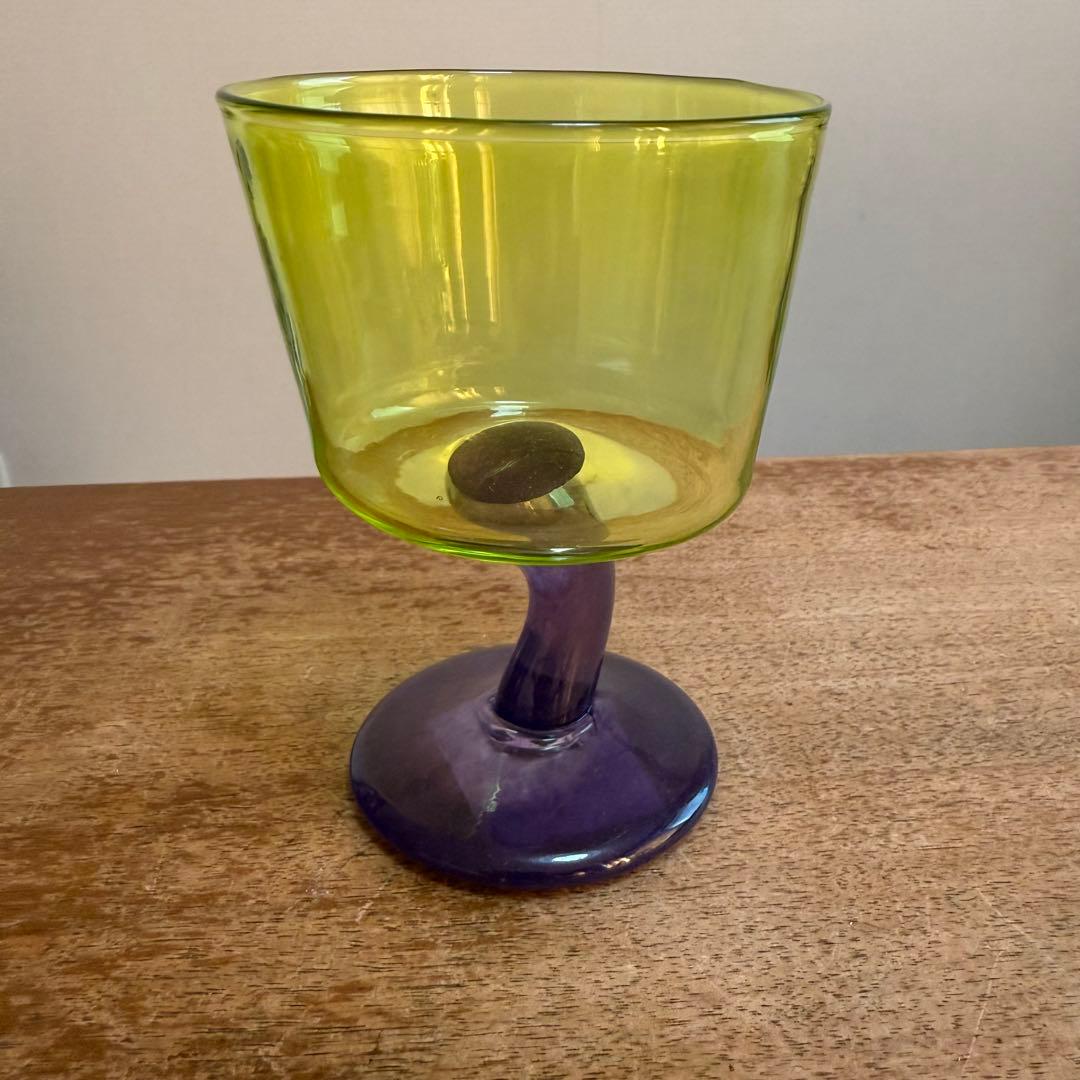 値下げ】Miwa itoユニークデザイン ガラスカップ 黄緑紫 - メルカリ