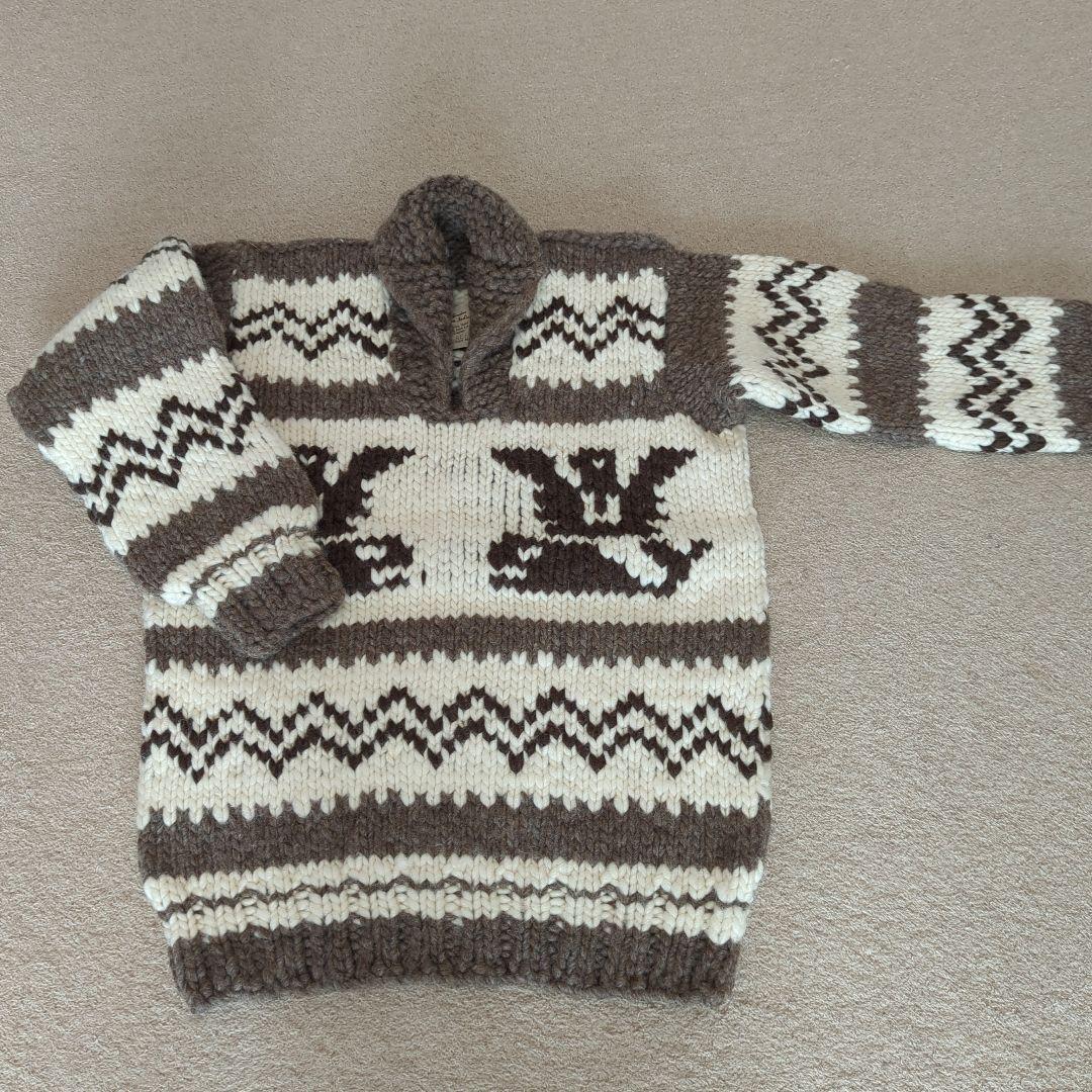 現地購入カナダ製／本物カウチンセーター／Cowichan Indian Knit