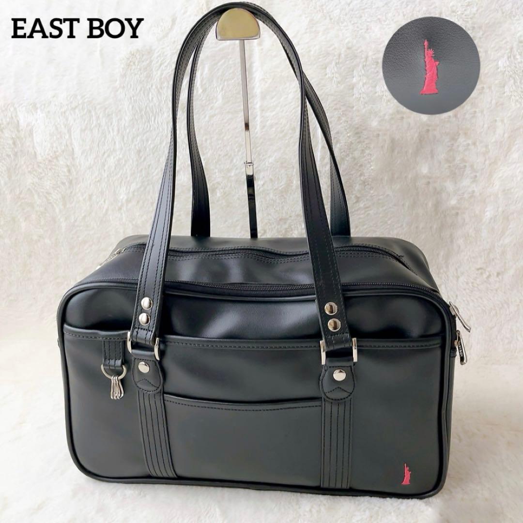 希少】イーストボーイ スクールバッグ ブラック 自由の女神 ピンク刺繍