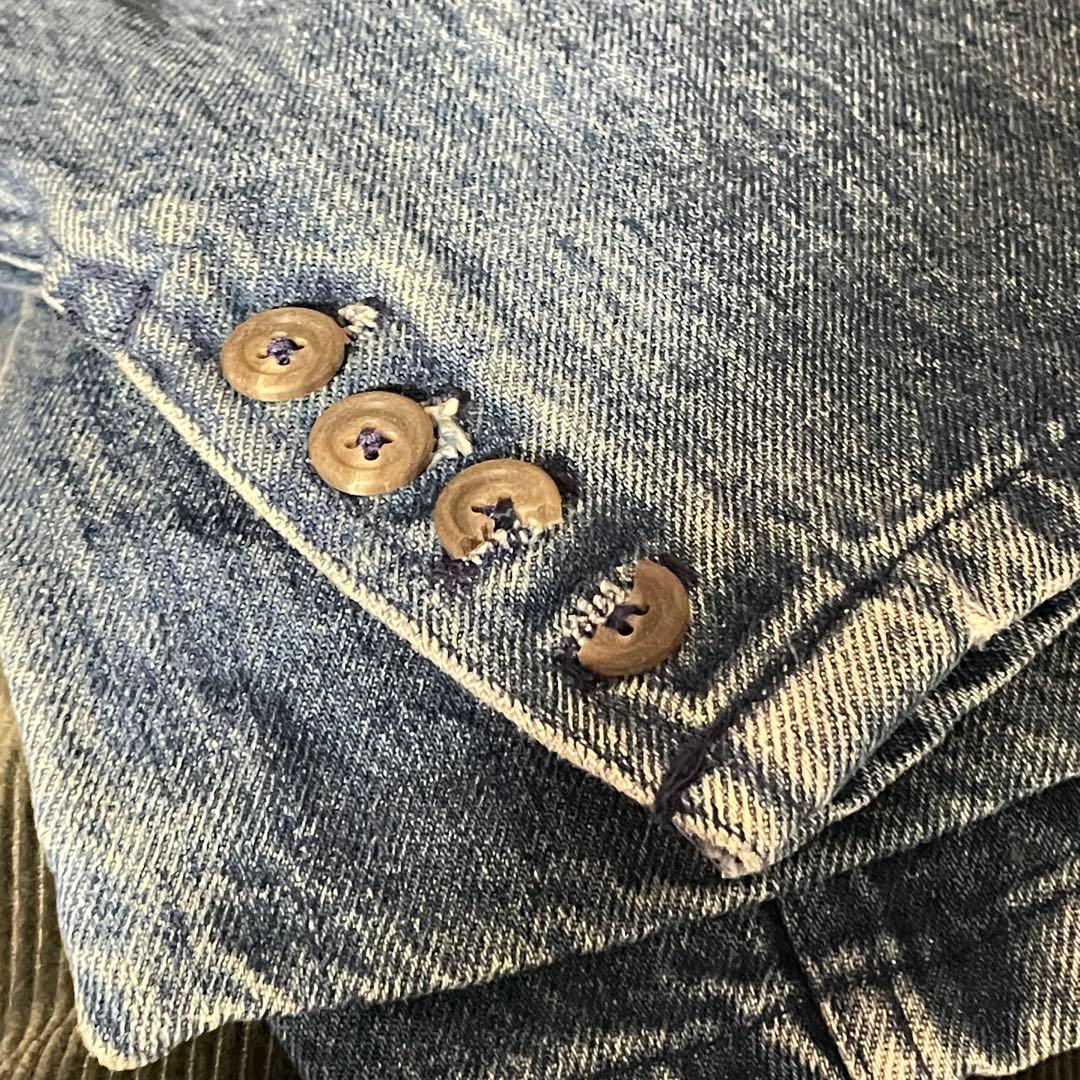 80-90s ラルフローレン USA製 デニムテーラードJKT L 三角タグ