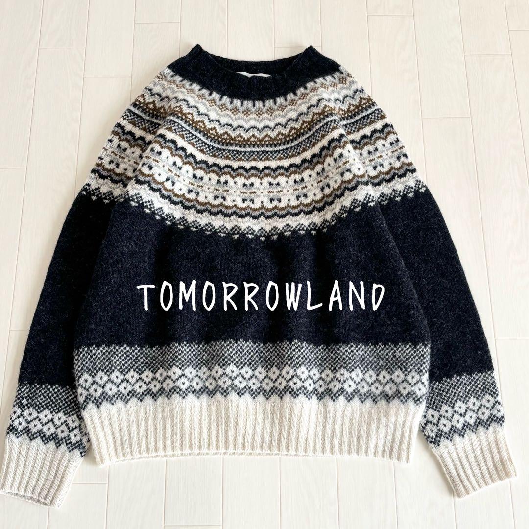 【美品】TOMORROWLAND ウールジャカード クルーネックプルオーバー セール】 ウールジャカード クルーネックプルオーバー （ニット