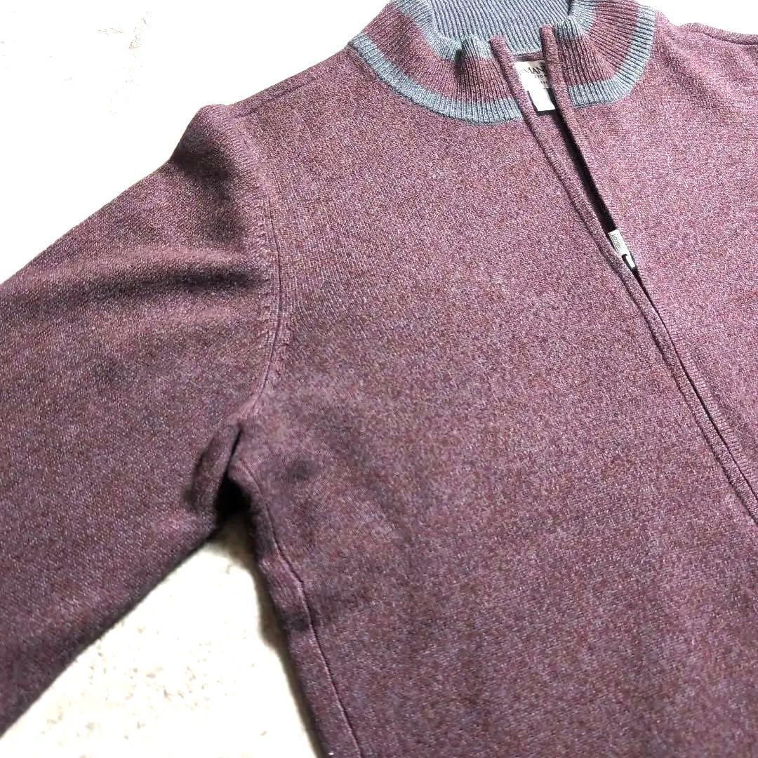極上カシミヤ】アルマーニ コレッツォーニジップカーディガン ワイン