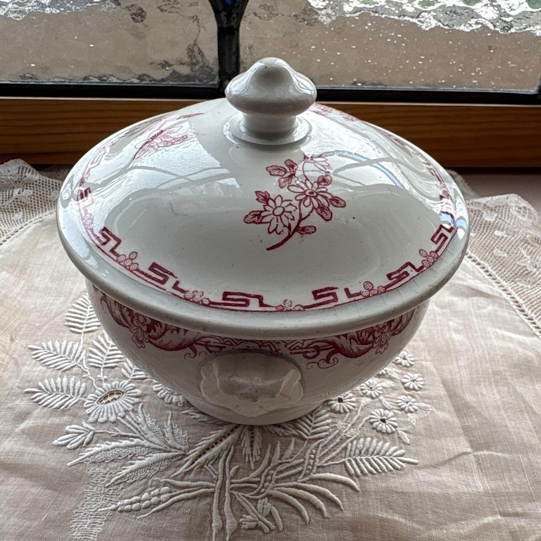 フランス アンティーク サルグミンヌ ディネット陶器スーピエール、お