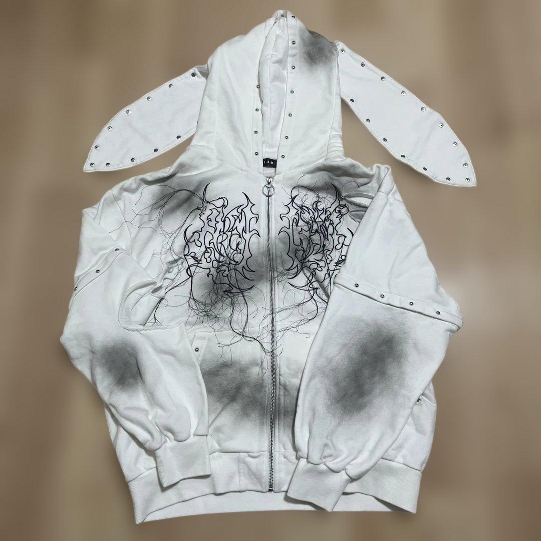 REFLEM スタッズうさ耳ZIPパーカー 地雷系 REFLEM スタッズうさ耳ZIP