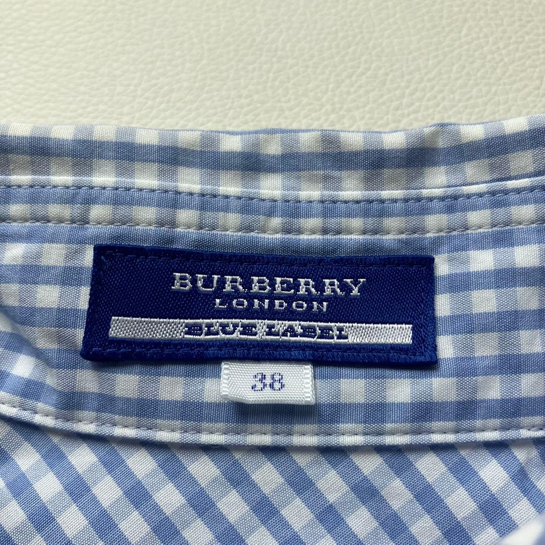 美品 バーバリーブルーレーベル ボウタイブラウス 脱着可 ギンガム