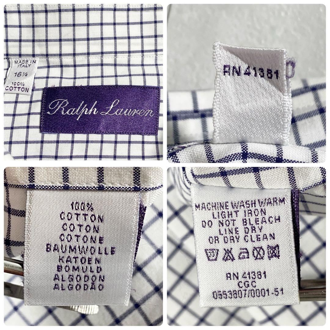 A18461 美品 ラルフローレンパープルレーベル グラフチェックシャツ