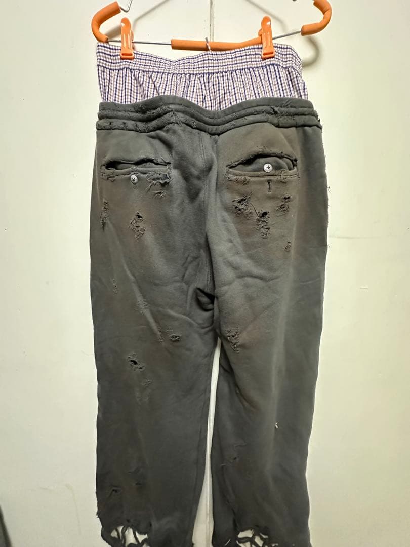 LE'S SIX ダメージ加工 スウェットパンツ グレー