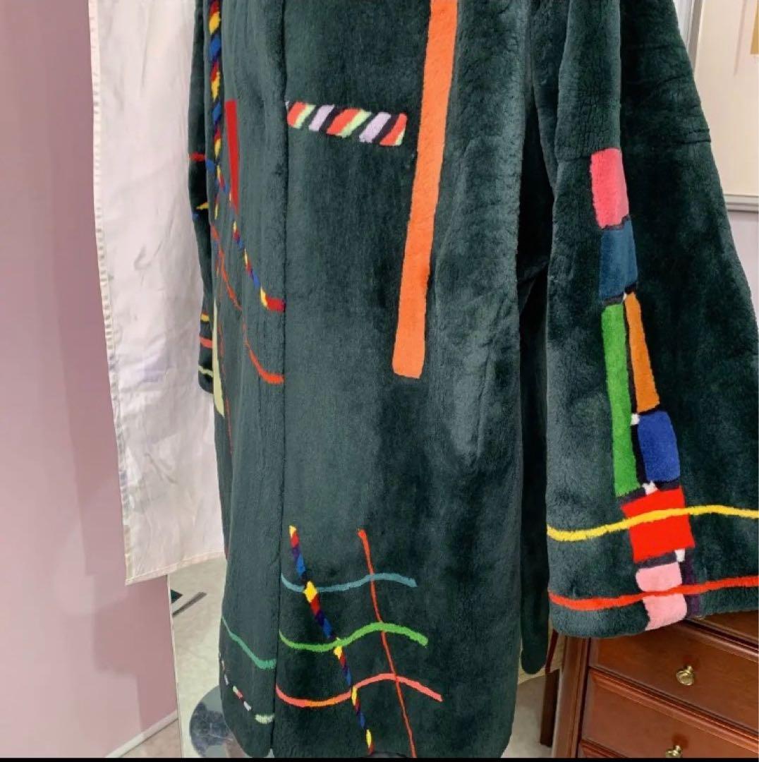 新春　プライス❣️カナダ　ビーバー　ダークグリーン　コート《海狸　毛皮　大衣》