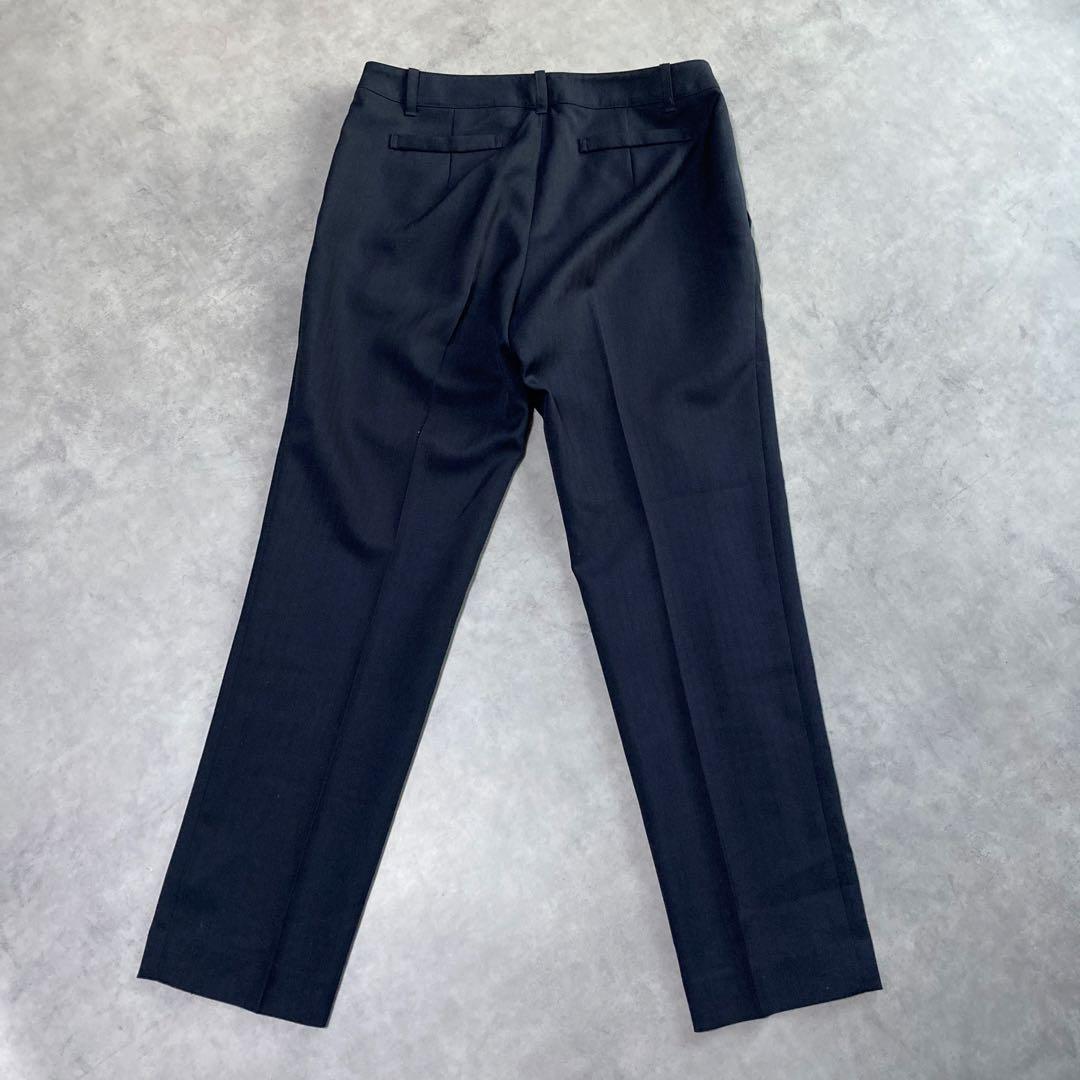 美品 EMMAJAMES パンツスーツセットアップ ノーカラージャケット 紺 L