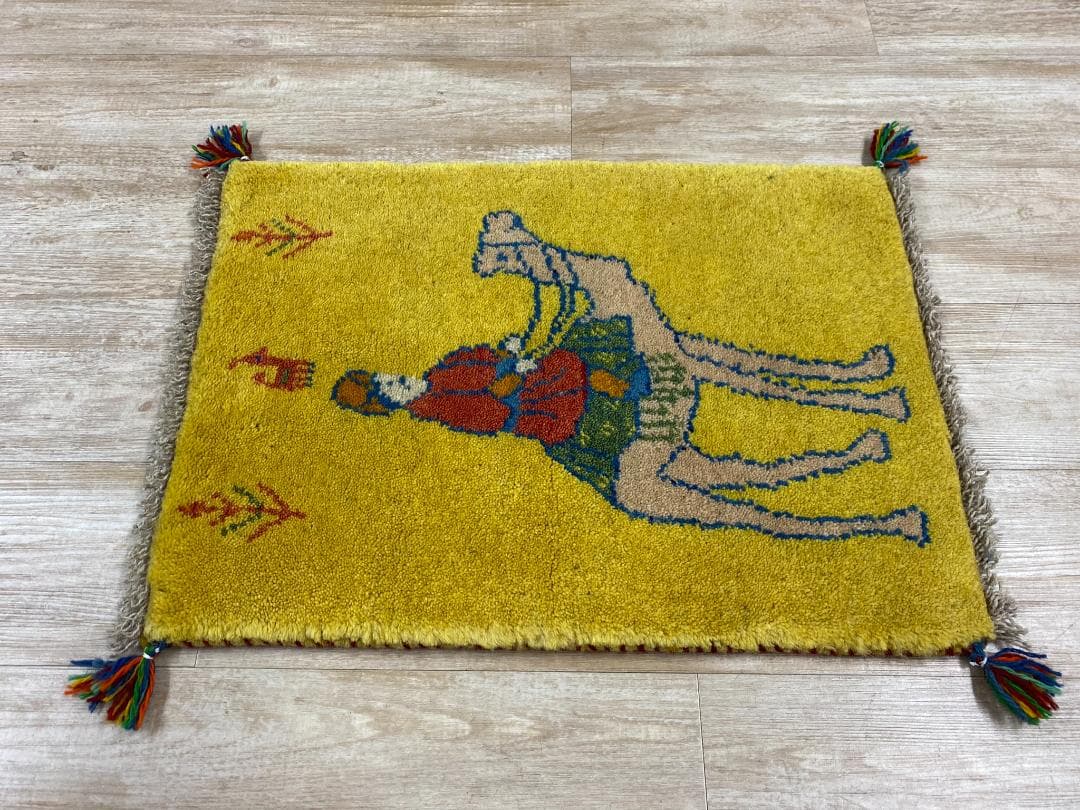 ギャッベ ペルシャ絨毯 58X43cm ギャベ 玄関マット 手織り ラグ 絨毯