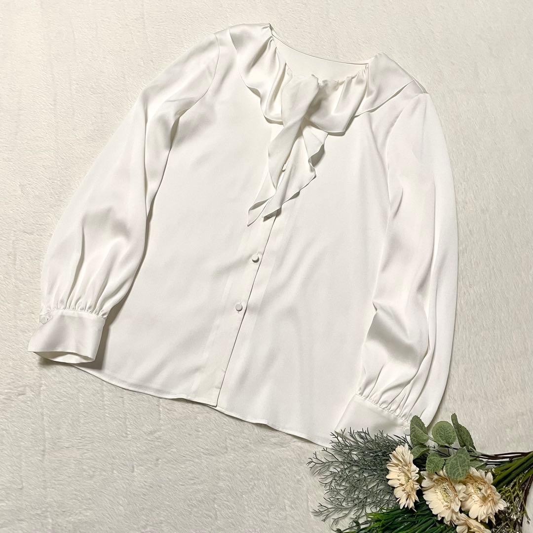 美品《ANAYIアナイ》シフォンフリルブラウス ホワイト Mサイズ