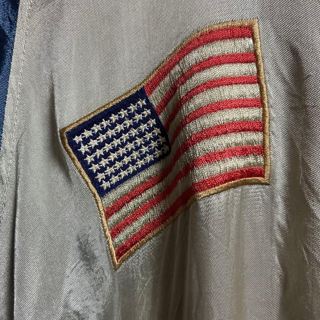 リバーシブルスカジャン双龍&舞妓&JAPAN Mapブルーフェードナス紺