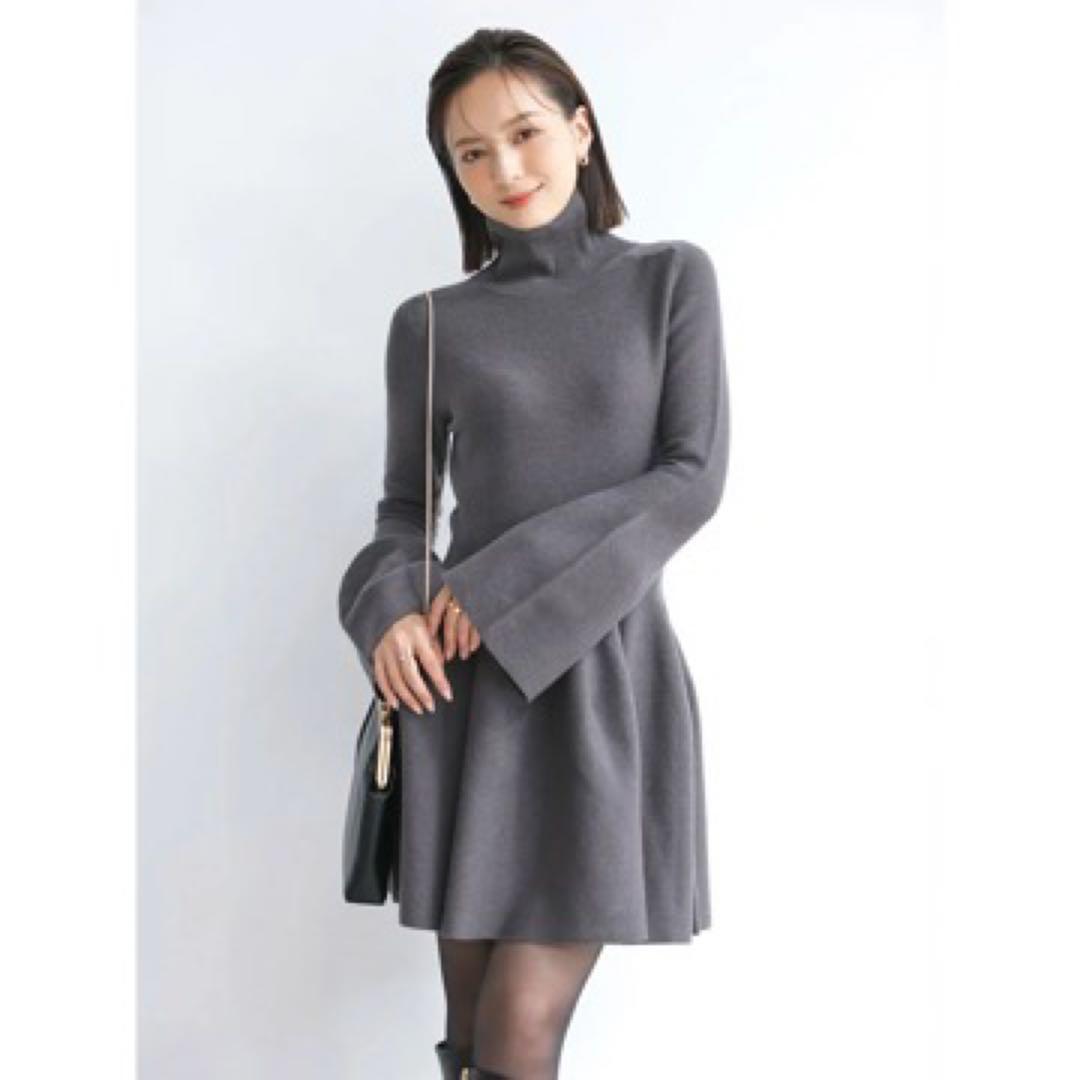 anuans 2024年モデルフレアーミニニットワンピース グレー - メルカリ
