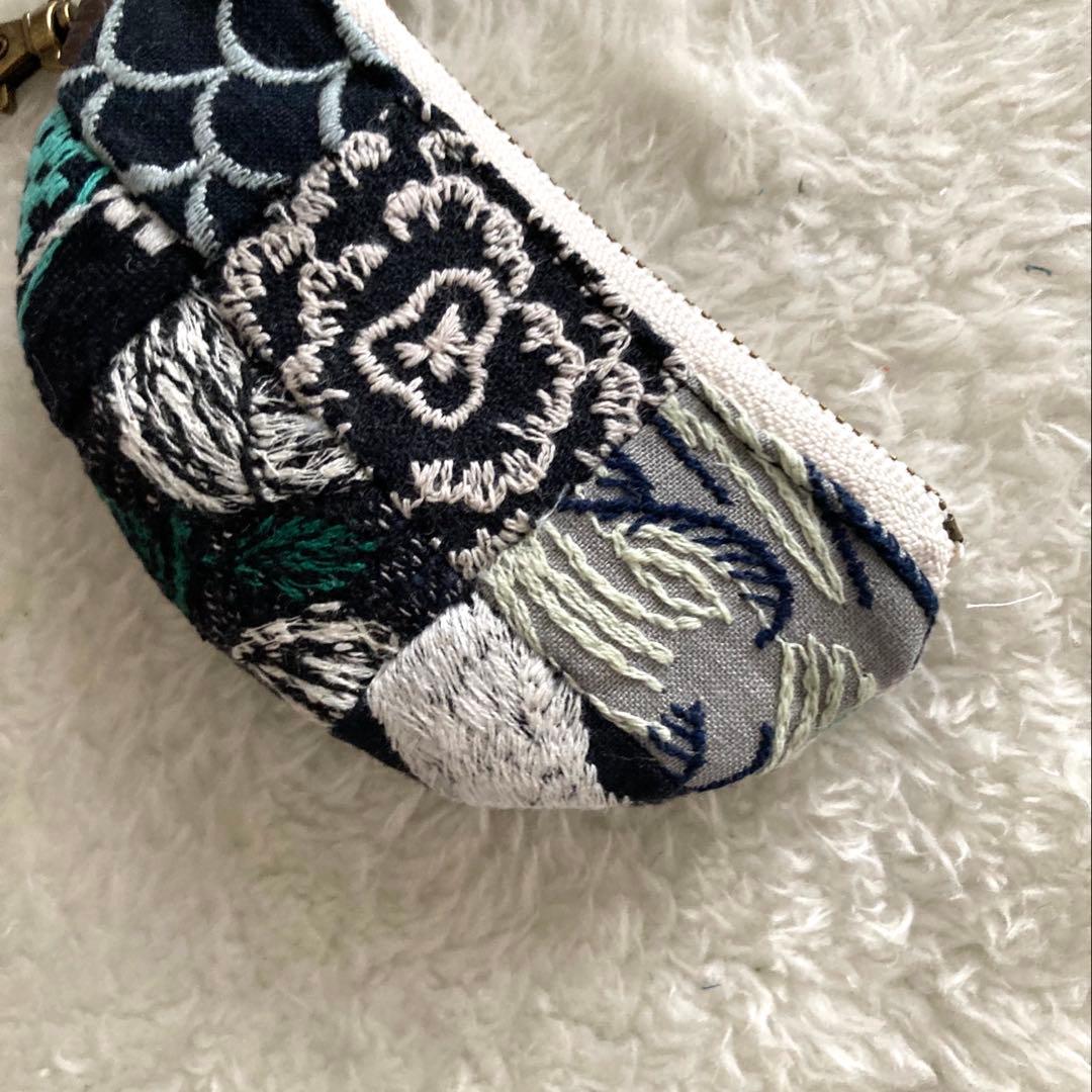 ミナペルホネン 両面 パッチワーク 半月ポーチ コインケース