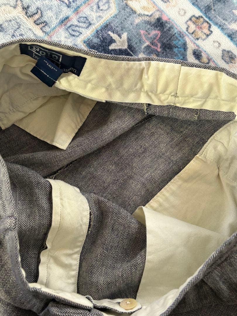 90s Ralph Lauren 極太 リネン ヘリンボーン スラックス - メルカリ
