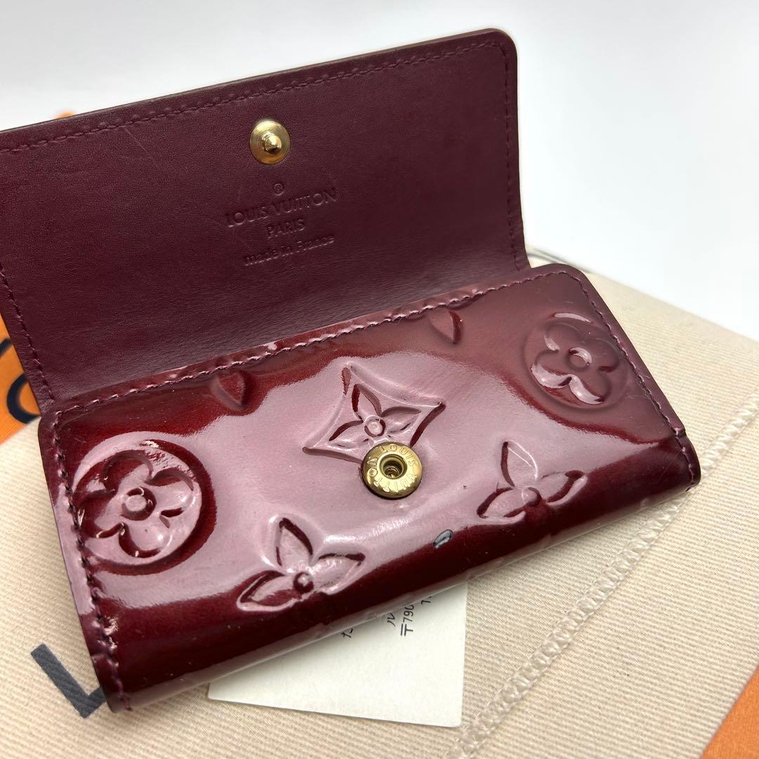 鑑定済 ルイヴィトン ヴェルニ バイオレット キーケース 4連 LOUIS