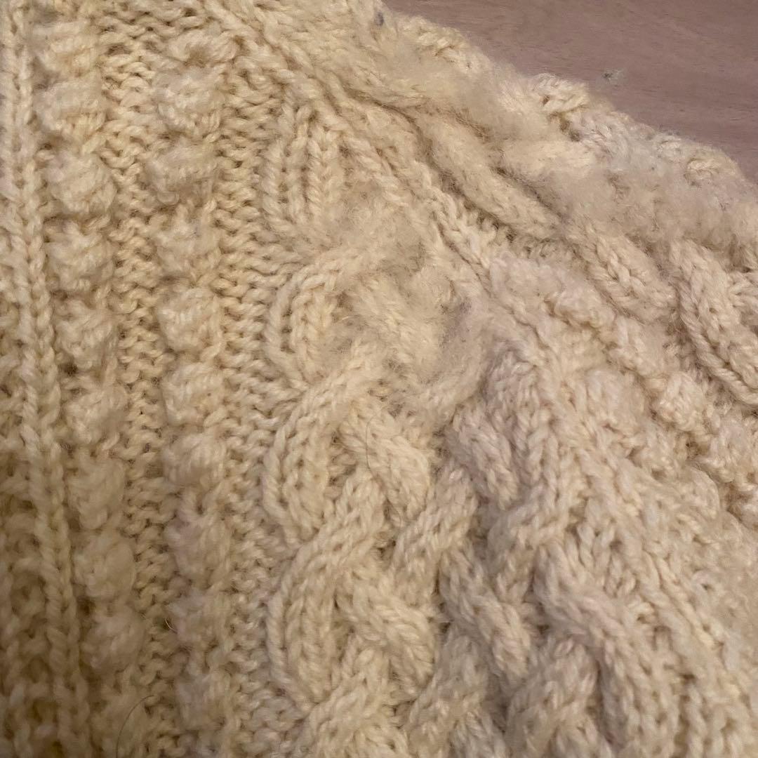 インバーアラン 4A ケーブルニットカーディガン アイボリー 茶タグ