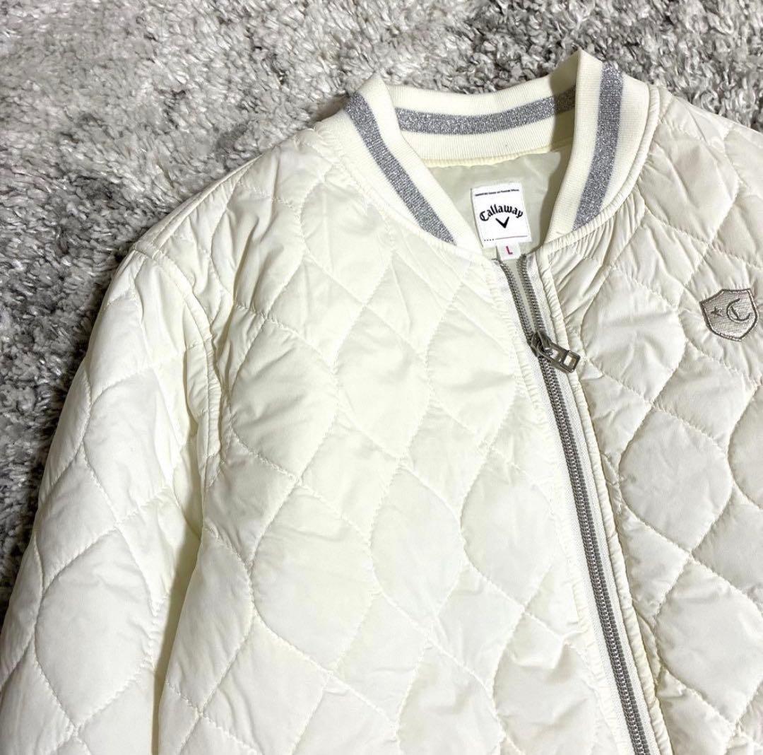 極美品 Callaway ホワイト キルティングジャケット Lサイズ
