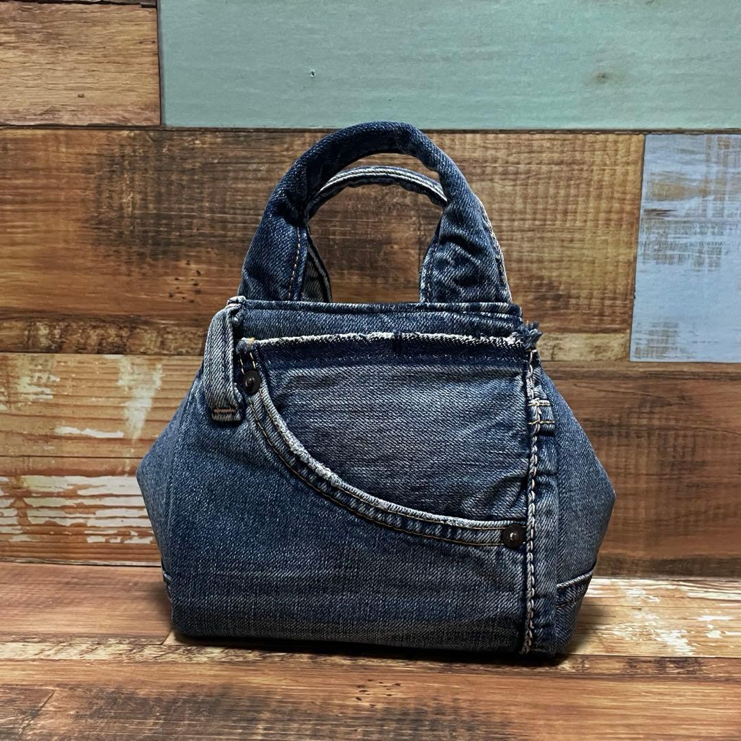 ミニトートバッグ デニムリメイク - メルカリ
