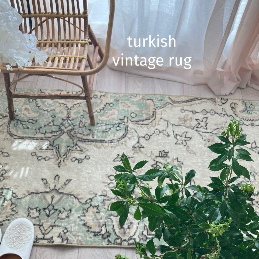 超ロング71×283 ペパーミント ベージュ ランナー トルコヴィンテージ