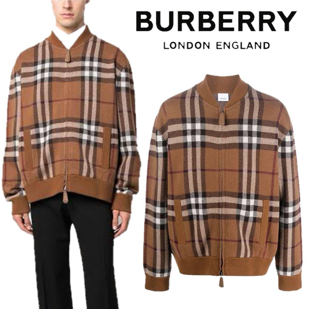 美品 BURBERRY ノバチェック カシミア ダブルジップアップブルゾン