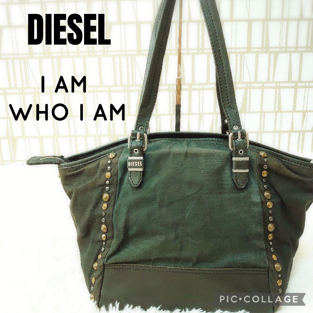 廃盤モデル DIESEL トートバッグ スタッズ キャンバス レザー Y2K