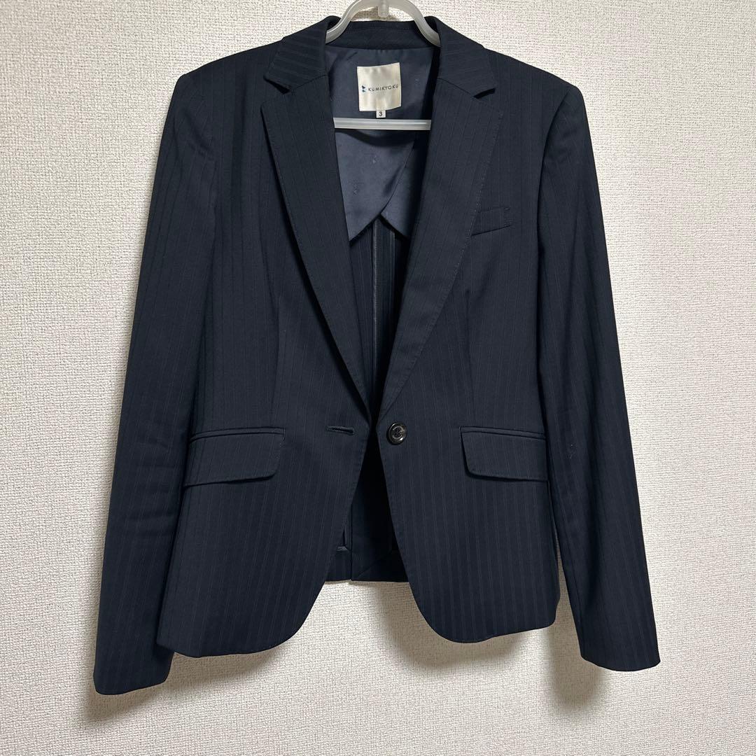 KUMIKYOKU ネイビーストライプ パンツスーツセット サイズ3 - メルカリ