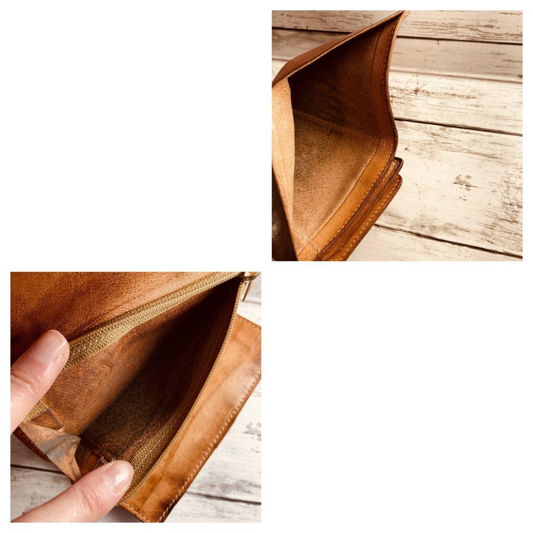 KOALAさま専用【ヴィンテージ感漂うヌメ革】3つ折り財布 本革 バイソン刻印