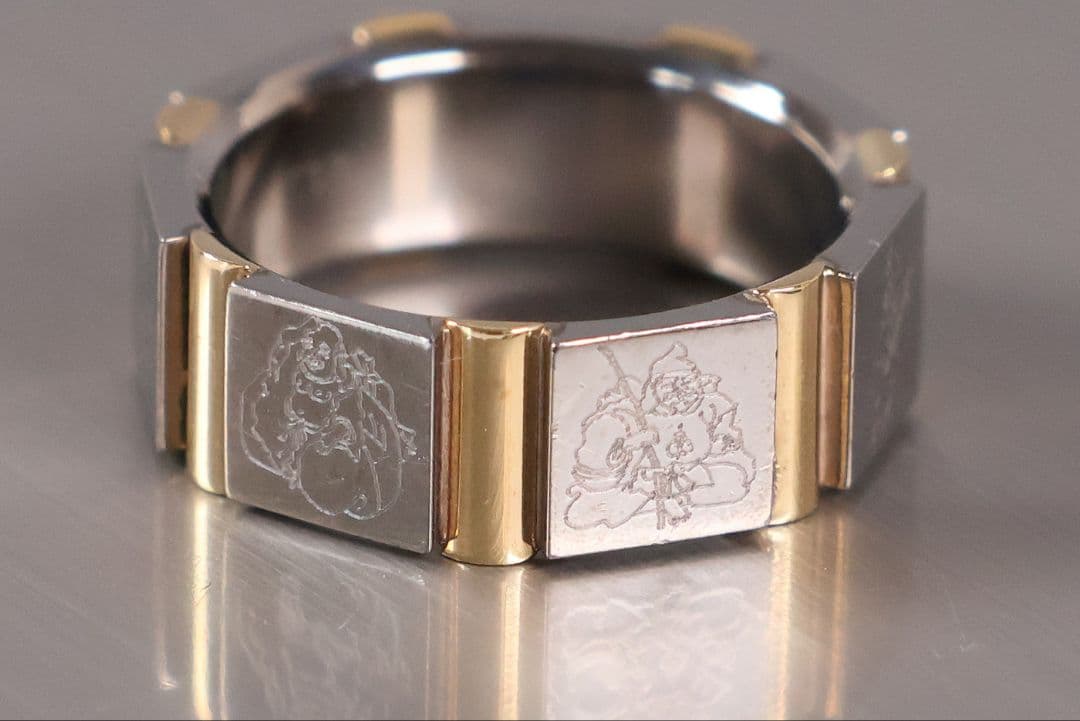 チタン K18 七福神 刻印 リング 指輪 10号 TITAN【CM368】 - メルカリ