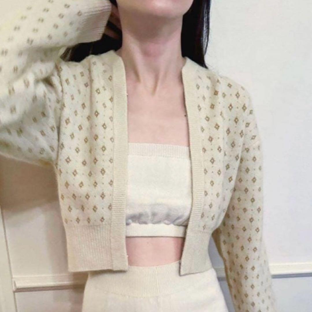 petite LULU ラメジャガードカーディガン petite LULU ラメジャガードカーディガン