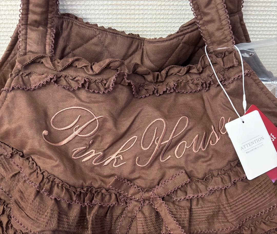 新品☆ ピンクハウスのピコフリル＆ピコレース付リボントートバッグ