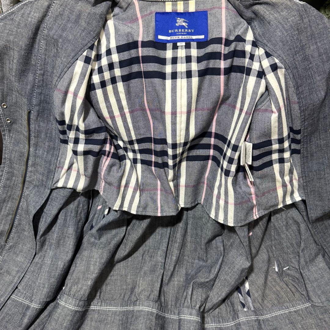 希少 BURBERRY BLUE LABEL デニム トレンチコート チェック