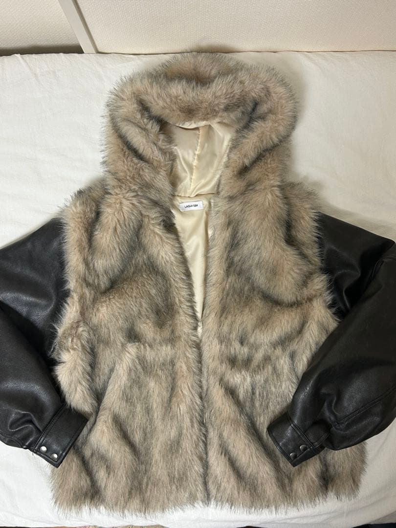 LAGUA GEM ラグアジェム 2WAY FAUX ファーブルゾン アイボリー