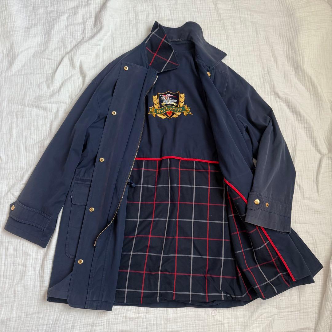 美品☆バーバリーズ ステンカラーコート 金ボタン ノバチェック 刺繍