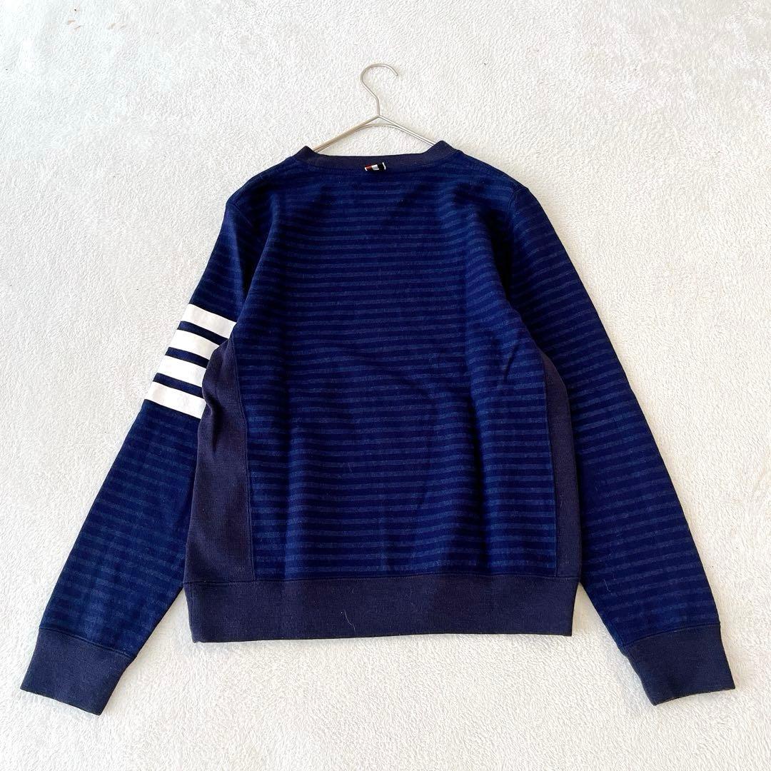 未使用級☆THOM BROWNE☆希少 ウールボーダーニット ネイビー 兼用 S