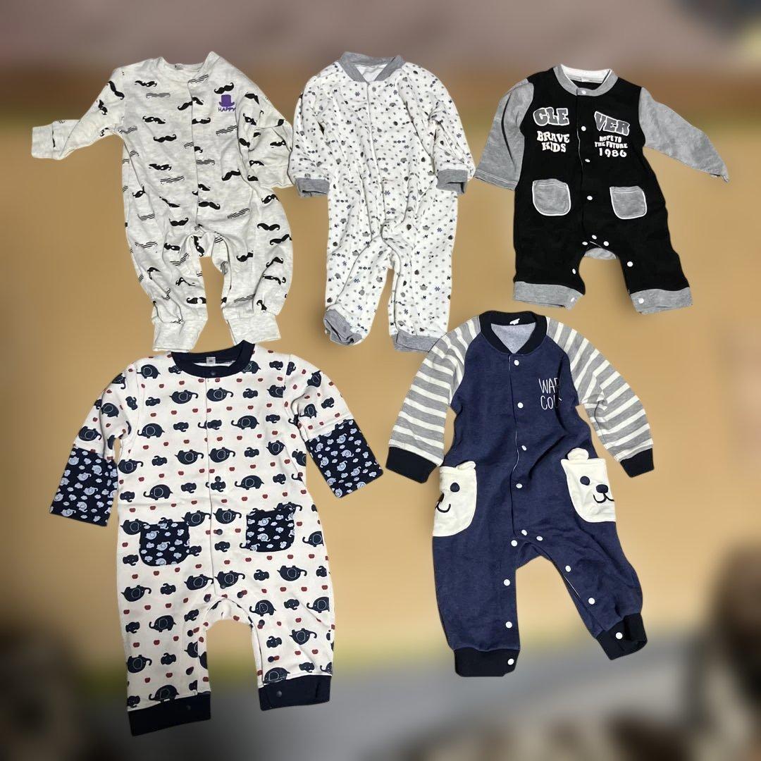 80cm ロンパース5枚セット男の子 保育園着・洗い替えに - メルカリ