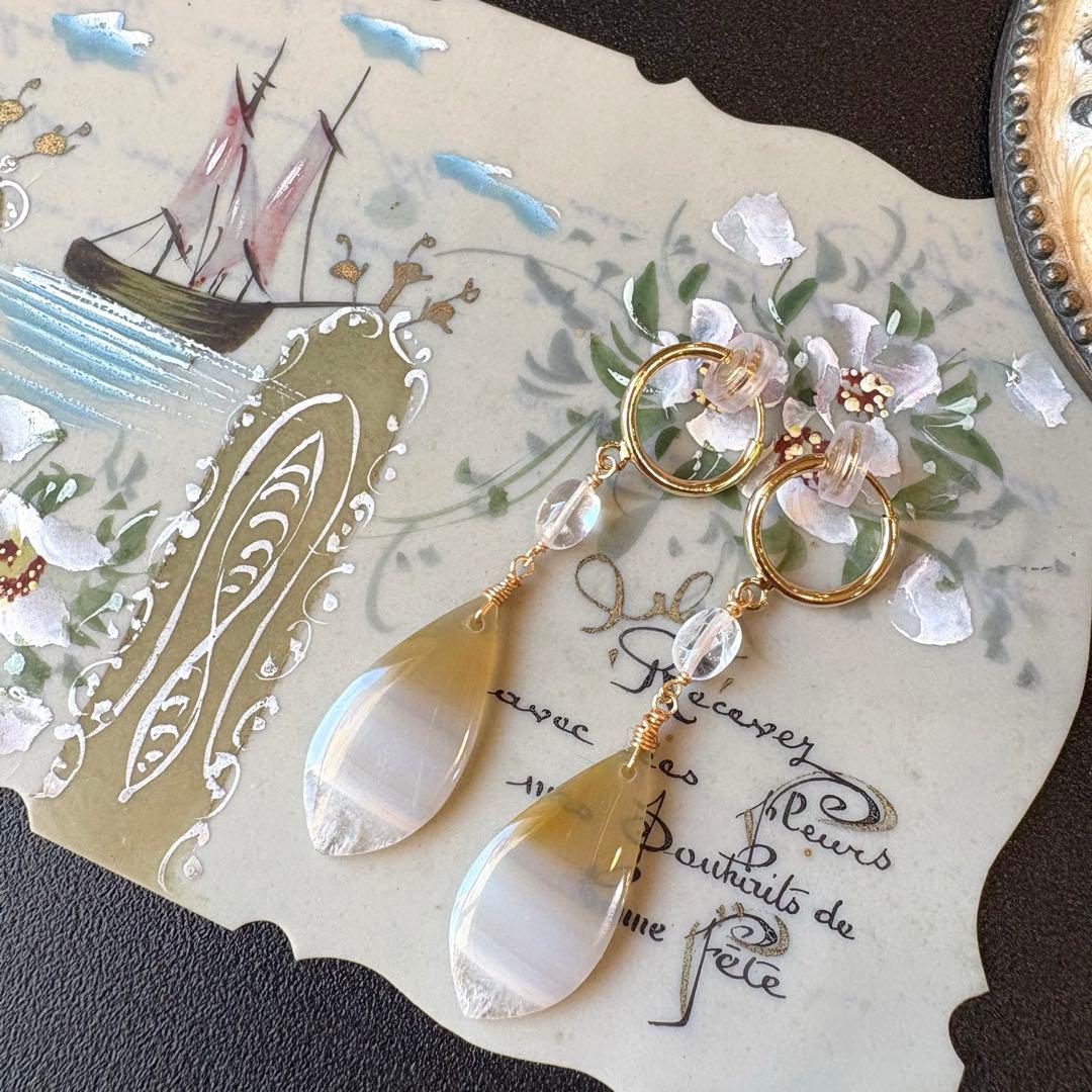 《ポメころび様》アイリスアゲートドゥルージー⑨＆スコロライト＊フープイヤリング