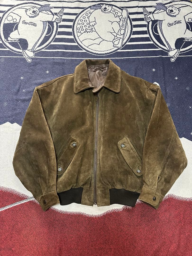 90s 牛革スウェードレザージャケット G9型 ハリントンジャケット ブラウン