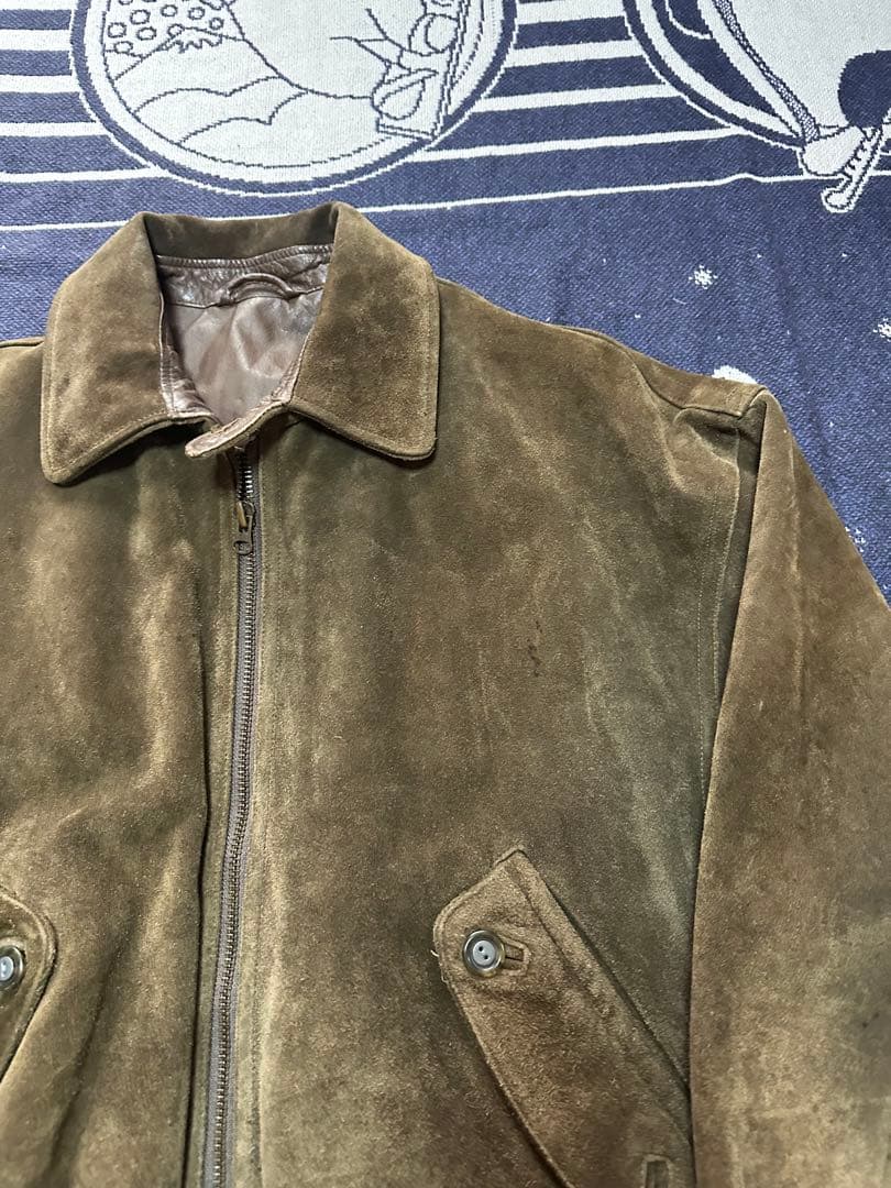 90s 牛革スウェードレザージャケット G9型 ハリントンジャケット ブラウン