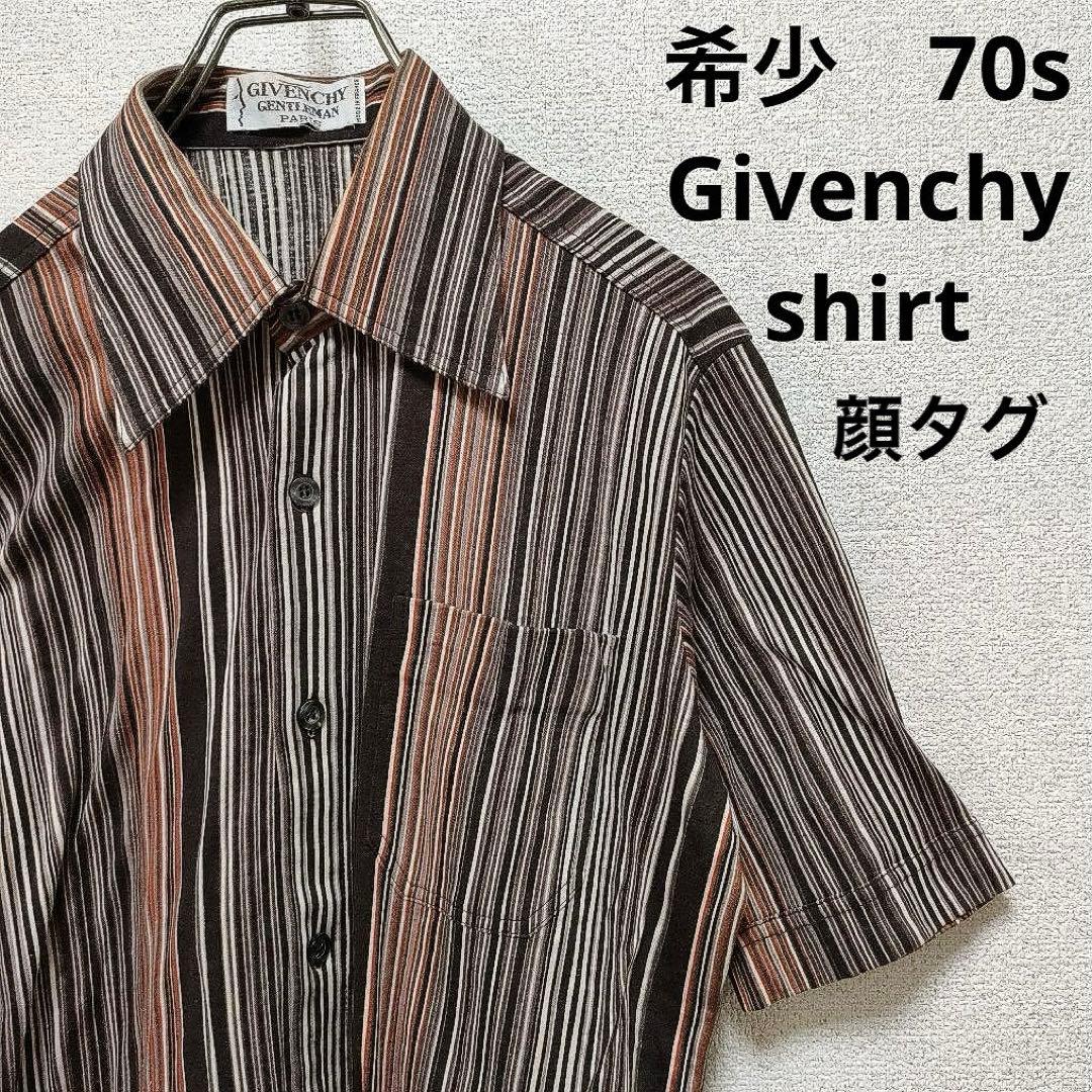 希少 70s Givenchyジバンシィ 顔タグ ヴィンテージ ストライプシャツ