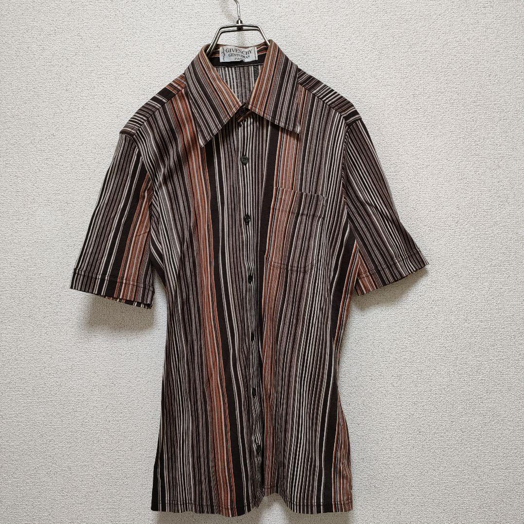 希少 70s Givenchyジバンシィ 顔タグ ヴィンテージ ストライプシャツ